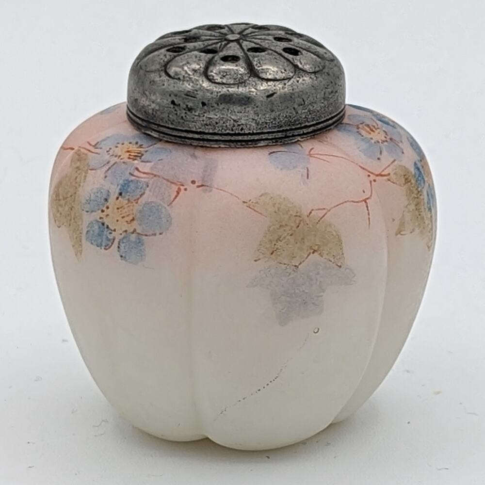 Antique Mount Washington Hand Painted Art Glass Melon Shaker c 1890 - Picture 12 of 13